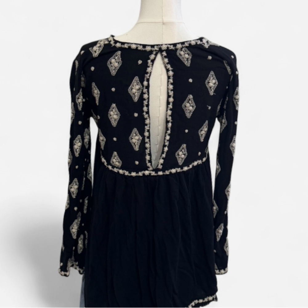 Free People Black and Cream Blouse - Picture 3 of 4
